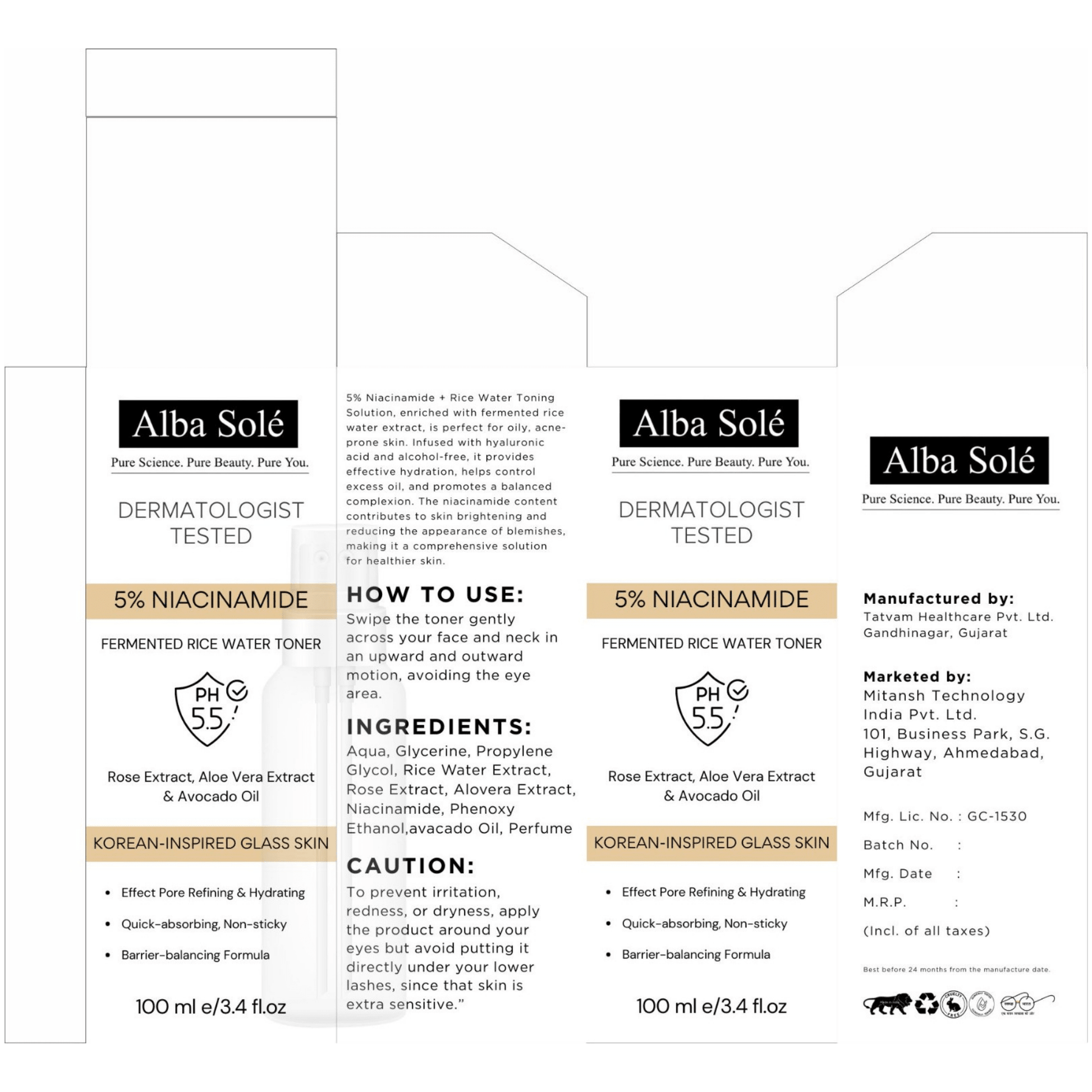 Alba Solé RICE - NIA Brightening Toner 100ml - Alba Sole