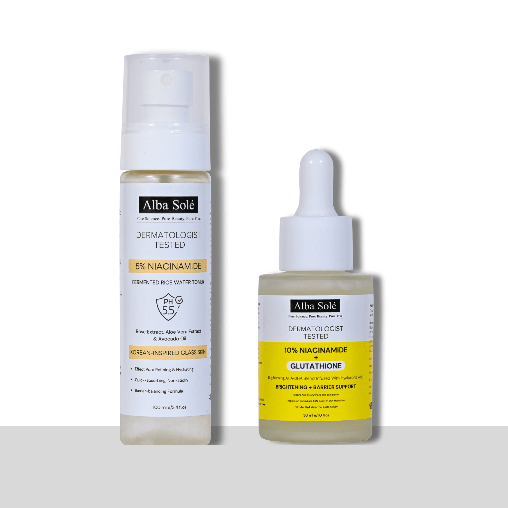 The Glow Duo | Niacinamide Serum & Rice Toner Set | Alba Solé - Alba Sole